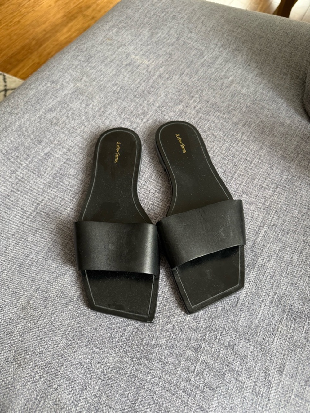 & Other Stories Black Square-Toe Slide Sandals